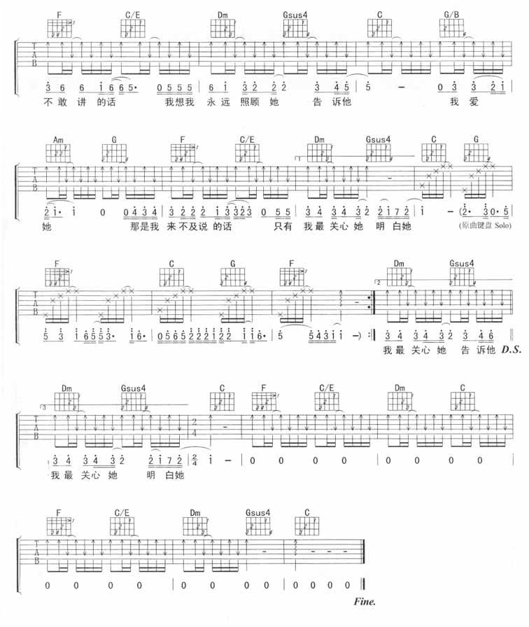 告诉他 我爱她吉他谱 