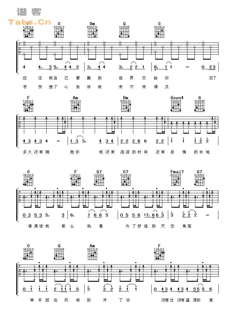 你是我唯一的执着 完美版	吉他谱