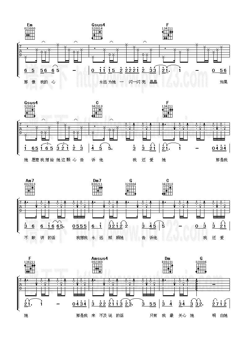 告诉他，我爱她吉他谱