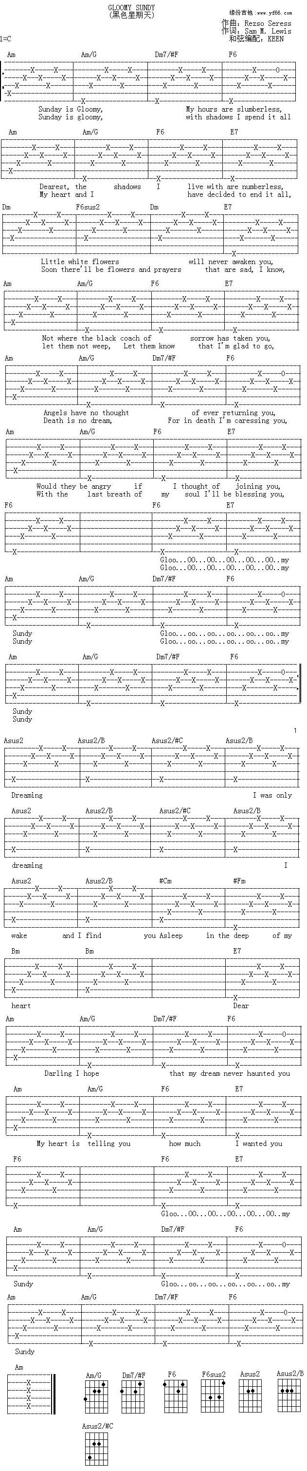 Cloomy Sunday（黑色星期天）吉他谱 