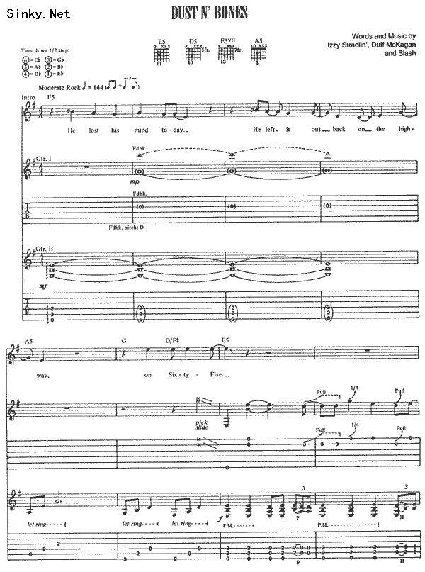 dust n‘ bones 01吉他谱 