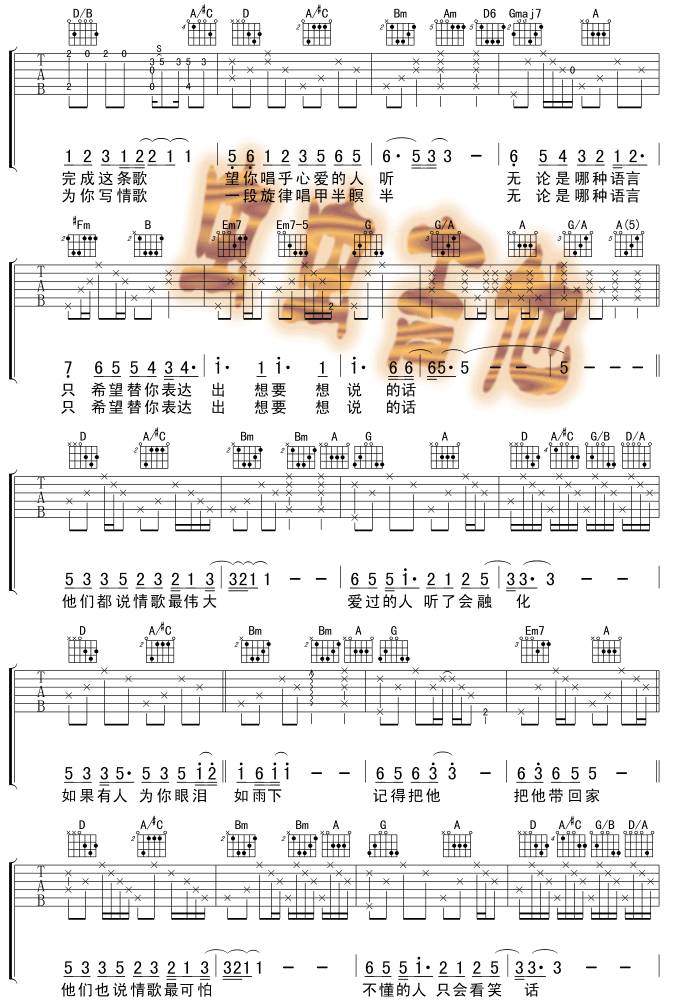 国王的新歌（版本一）吉他谱