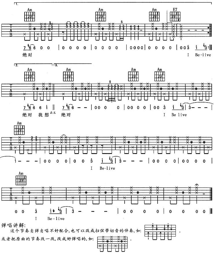 I Belive-杨绅吉他谱