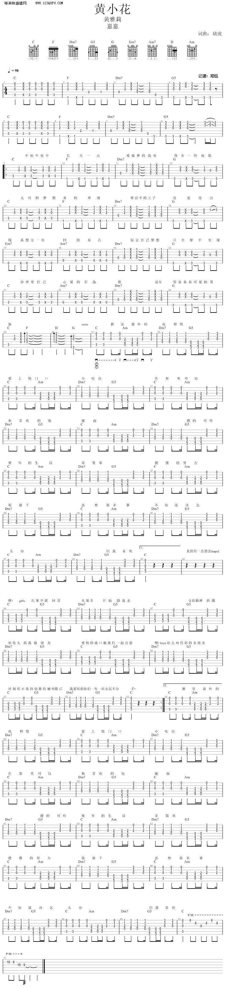 黄小花—黄雅莉吉他谱 