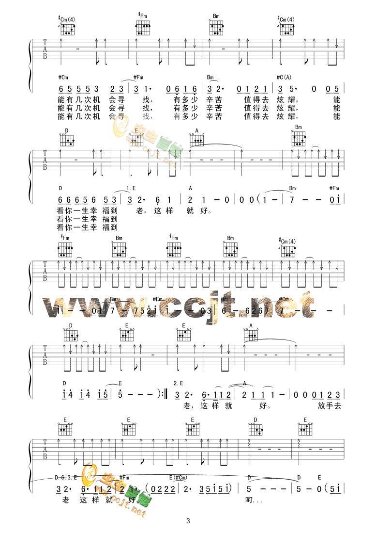 放手去爱吉他谱 