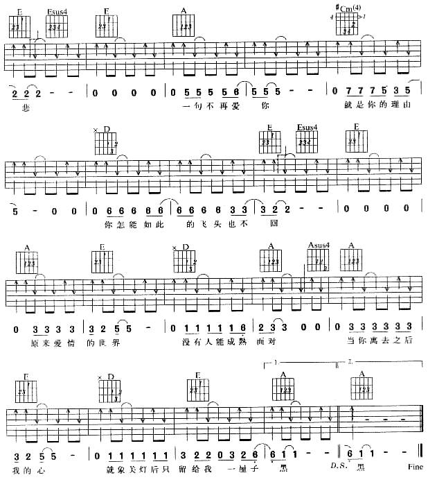 一个男人的眼泪-任贤齐吉他谱 