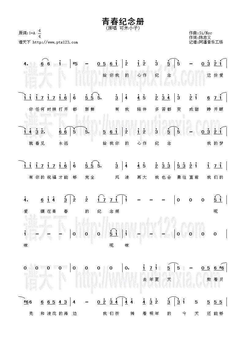 青春纪念册吉他谱