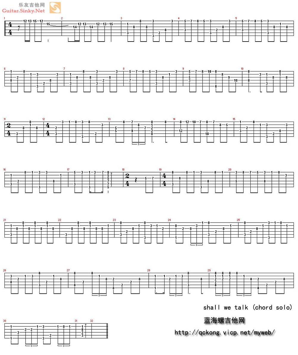 shall we talk (chord solo)吉他谱 