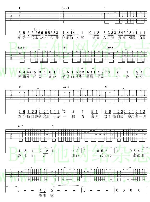 我亲爱的偏执狂吉他谱 