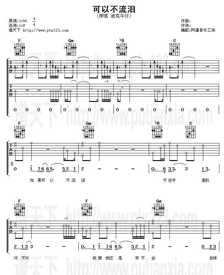 不可以流泪吉他谱
