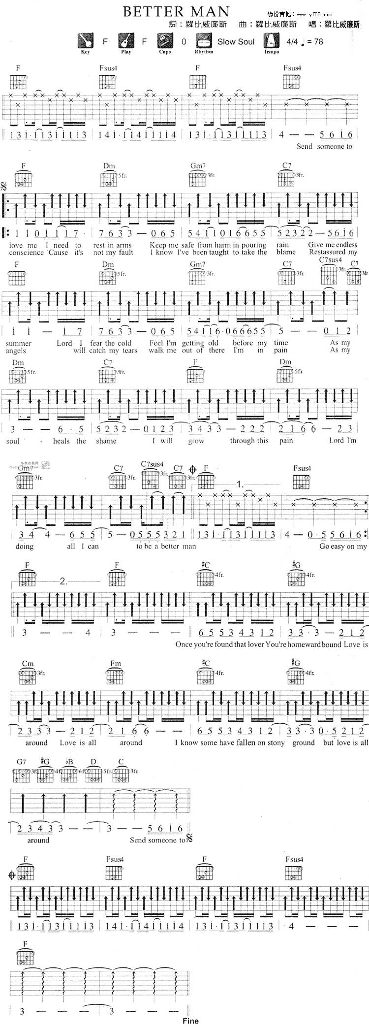 Better Man吉他谱 