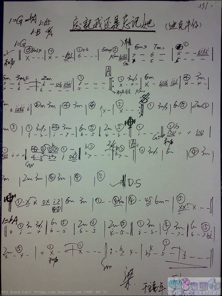 迪克牛仔-忘记我还是忘记他吉他谱 