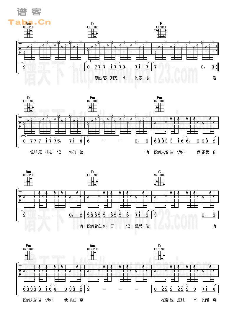 有没有人告诉你 完美版	吉他谱