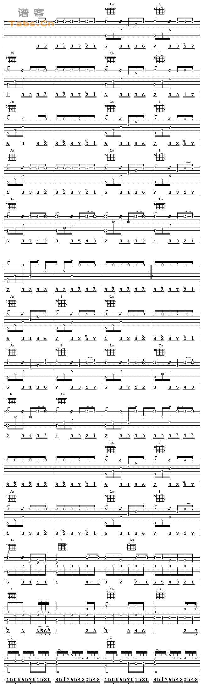 致爱丽丝 经典版	吉他谱