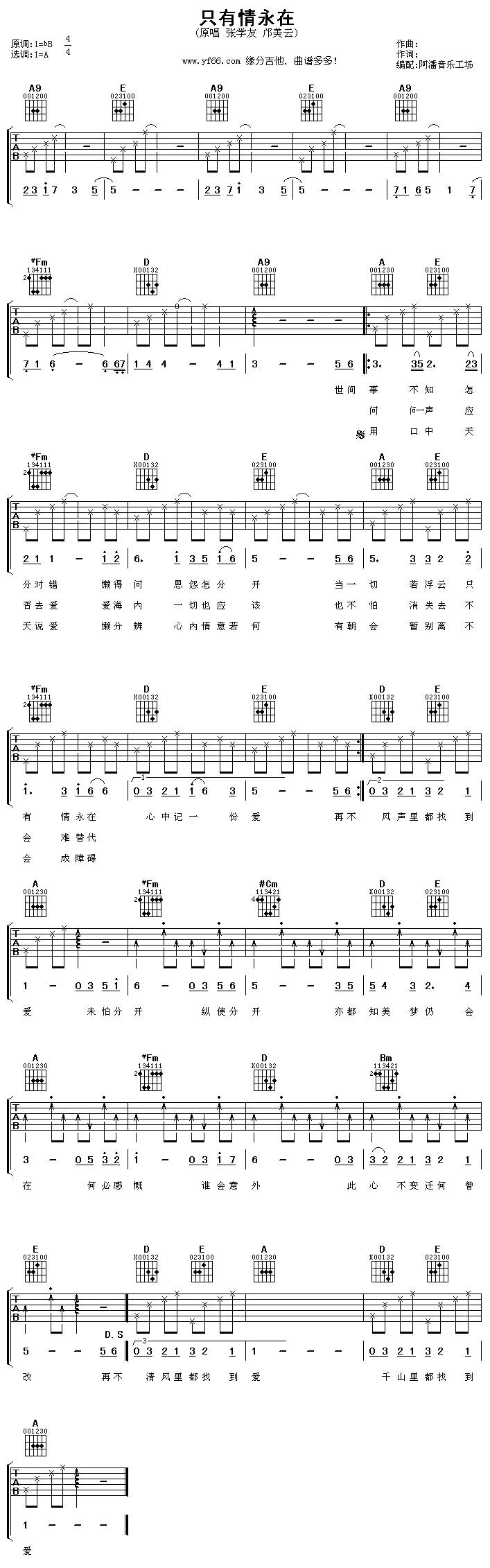只有情永在吉他谱 