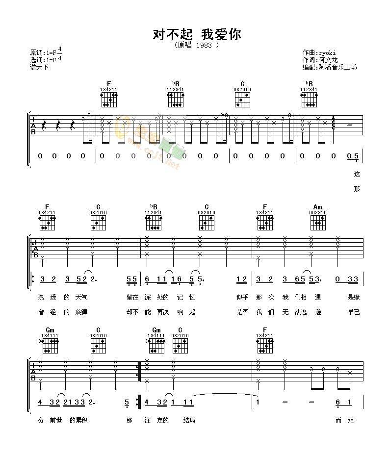 对不起我爱你吉他谱