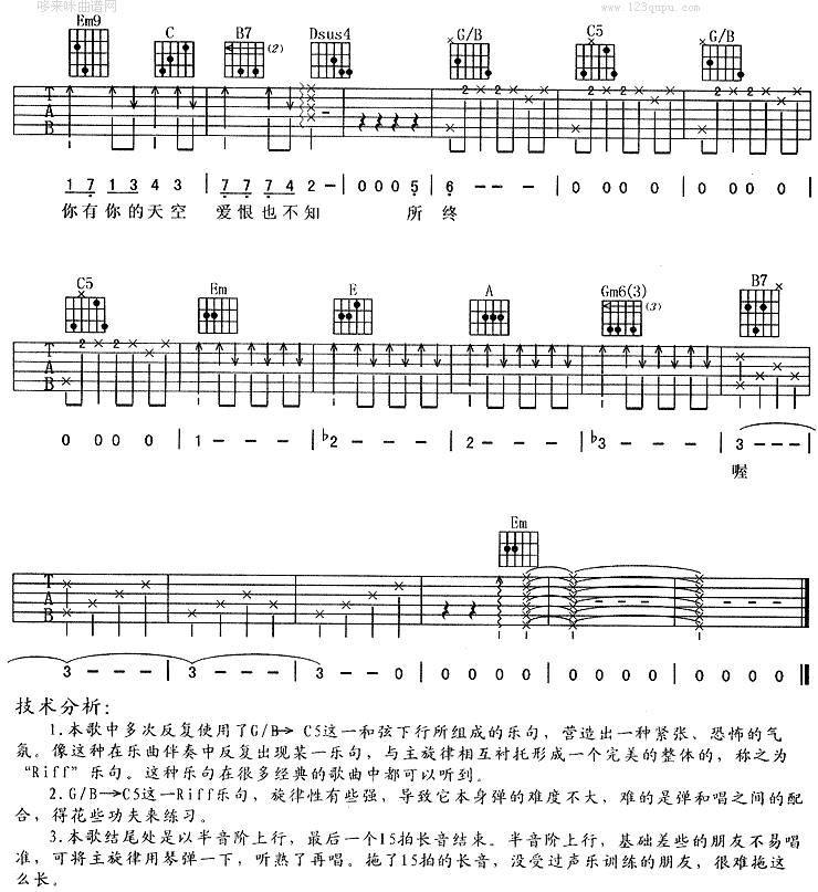 风云(郑伊健)吉他谱 