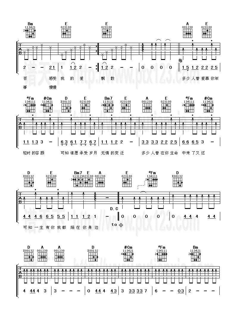 一生有你吉他谱