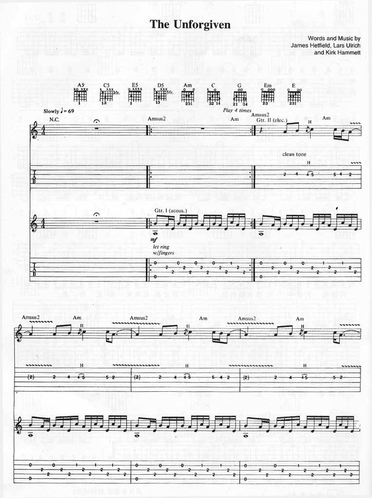 THE UNFORGIVEN吉他谱