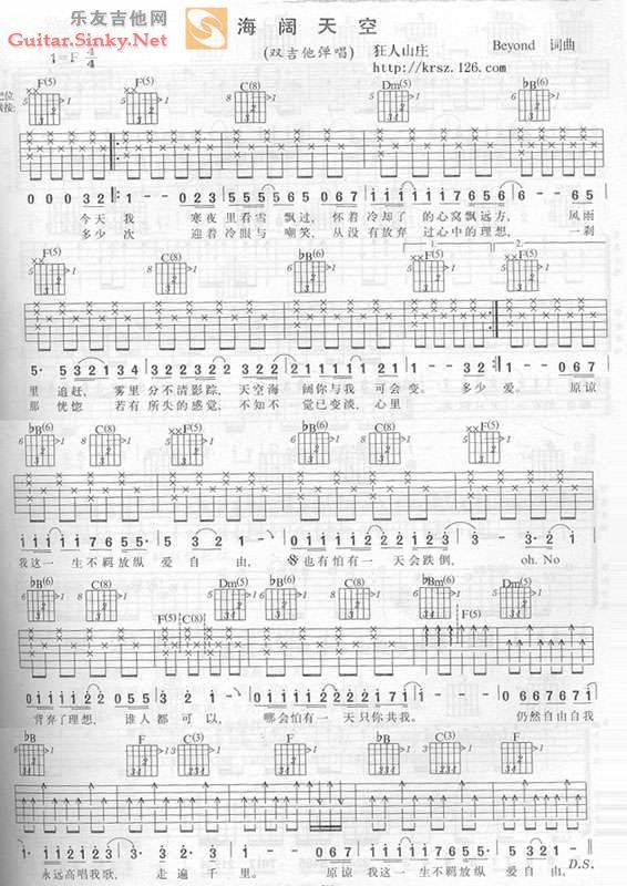海阔天空  Ver6吉他谱 