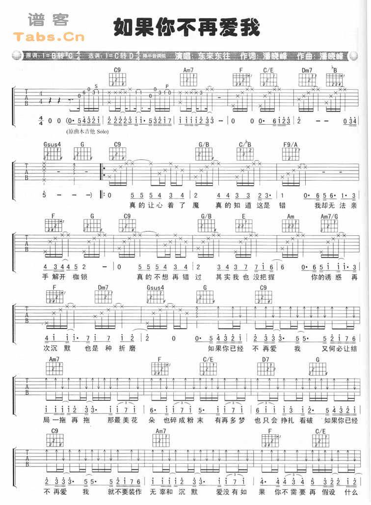 如果你不再爱我 完美版吉他谱 