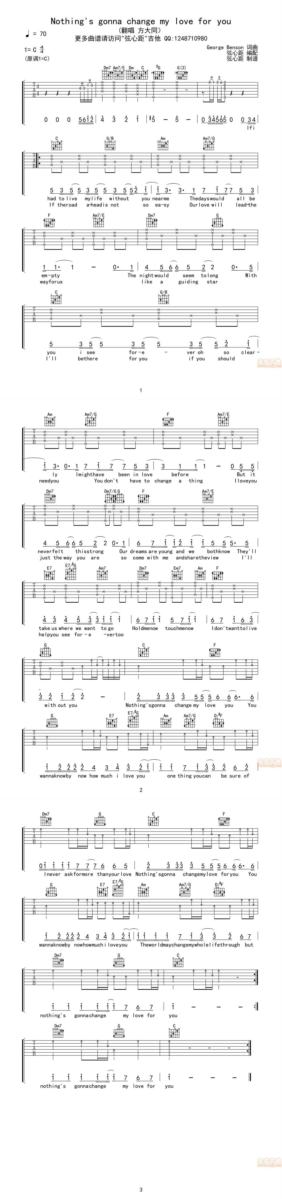 Nothing gonna change my love for吉他谱 