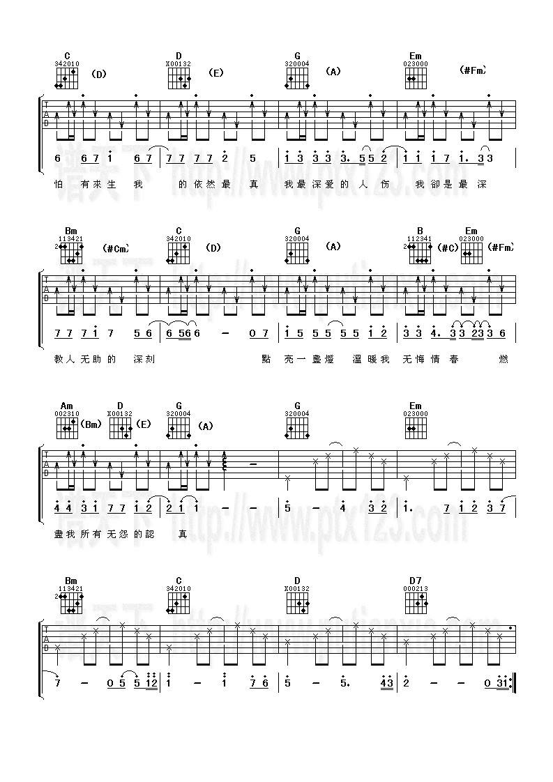 最爱的人伤我最深吉他谱 