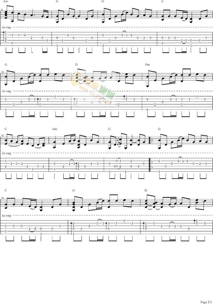 隐形的翅膀-独奏吉他谱