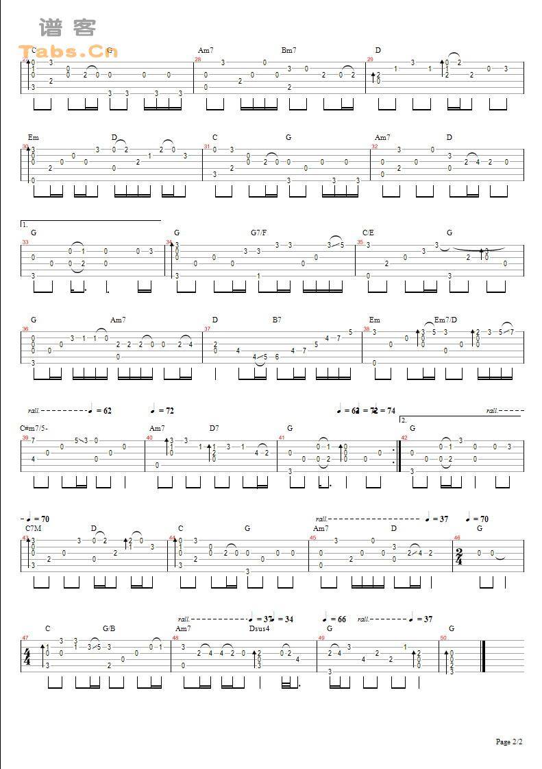 隐形的翅膀 民谣独奏版	吉他谱 