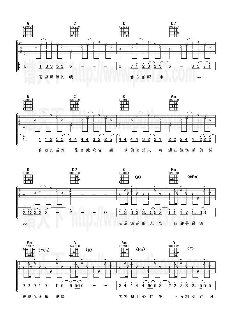 最爱的人伤我最深吉他谱