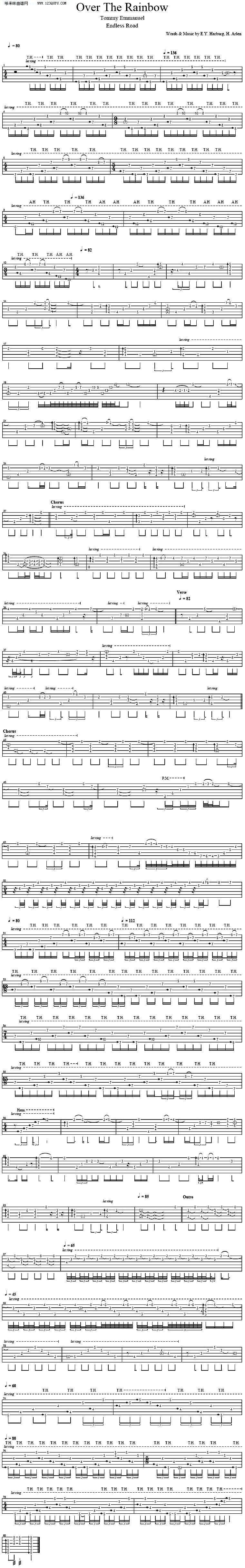over the rainbow—张韶涵吉他谱 