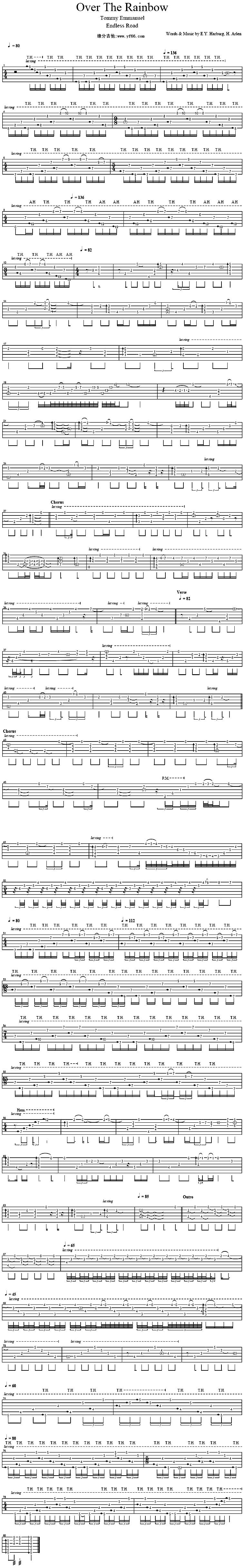 over the rainbow吉他谱 