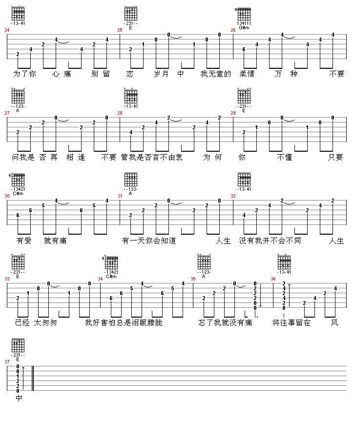 当爱已成往事（图片版，免费！）吉他谱 