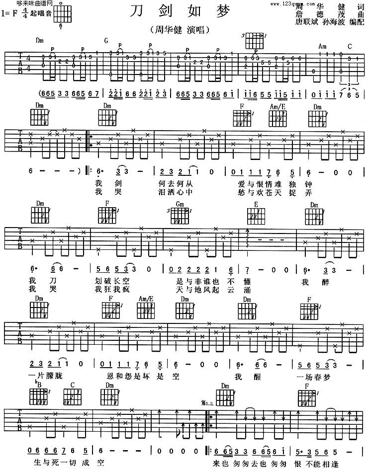 刀剑如梦(周华健)吉他谱