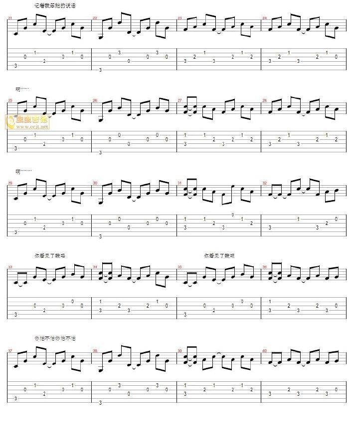 模样-自扒完美六线)吉他谱