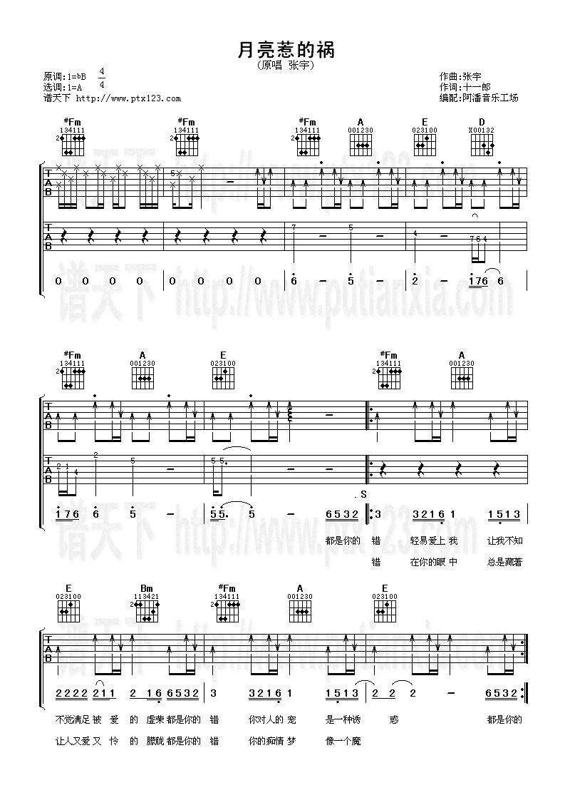 月亮惹的祸吉他谱