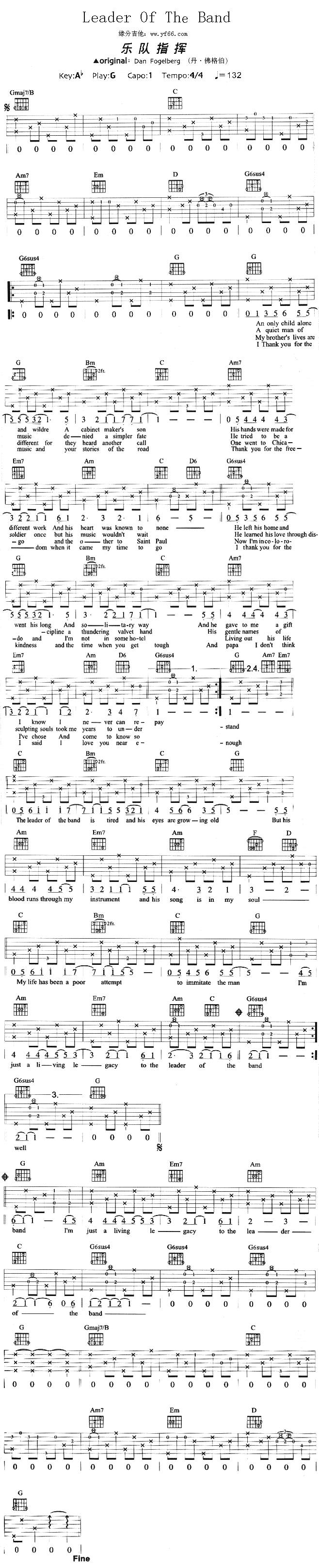 Leader Of The Band吉他谱 