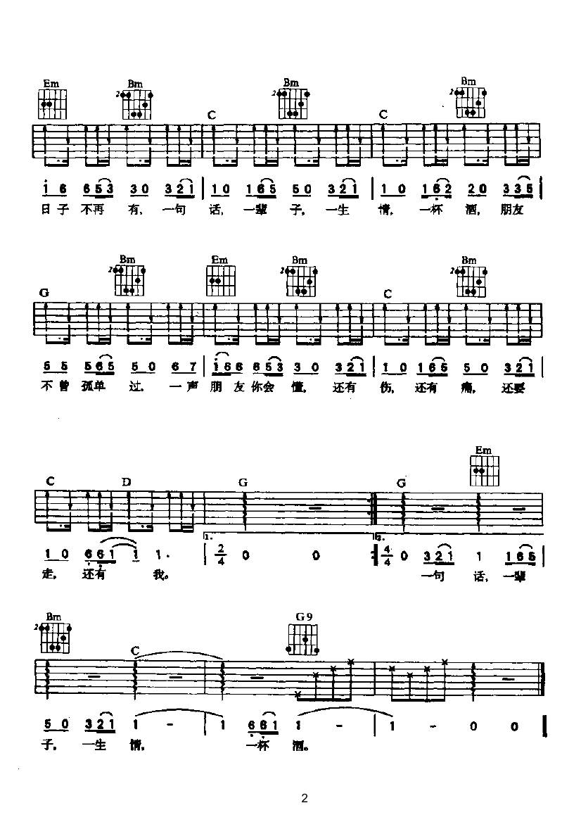 朋友 吉他类 流行吉他谱 