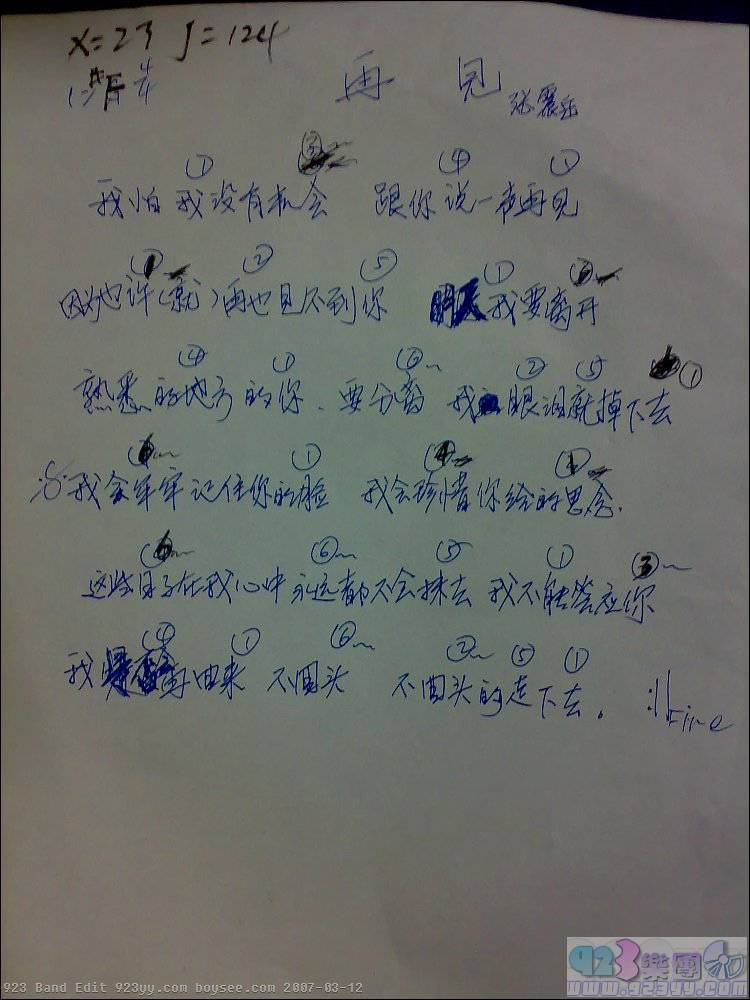 张震岳-再见吉他谱 