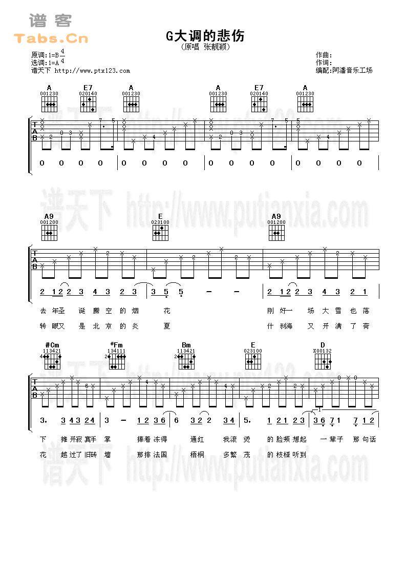 G大调的悲伤 完美版	吉他谱