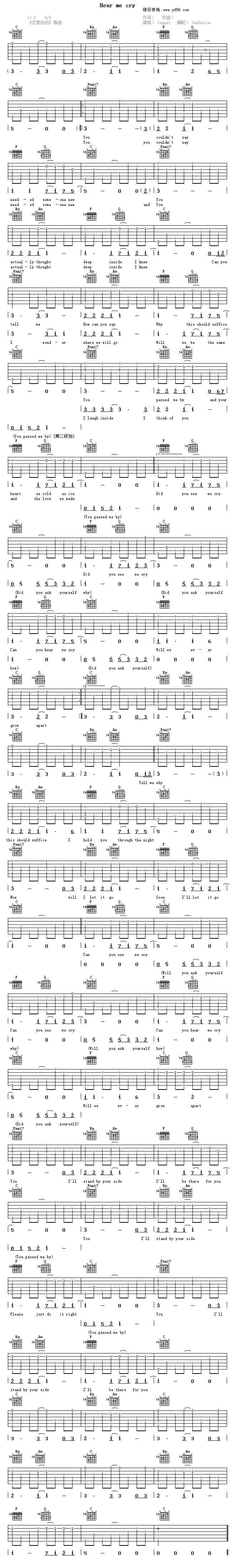 Hear Me Cry吉他谱 