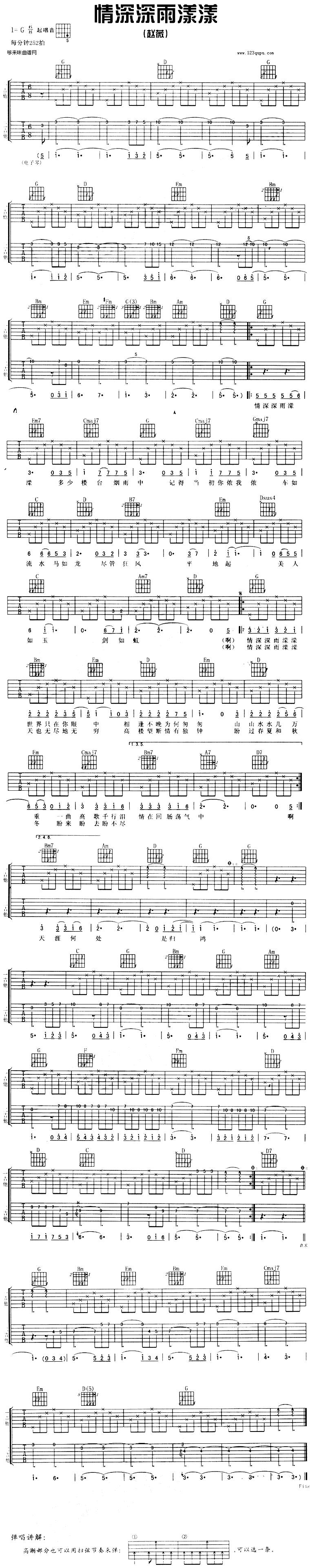 情深深雨蒙蒙(赵薇)吉他谱 