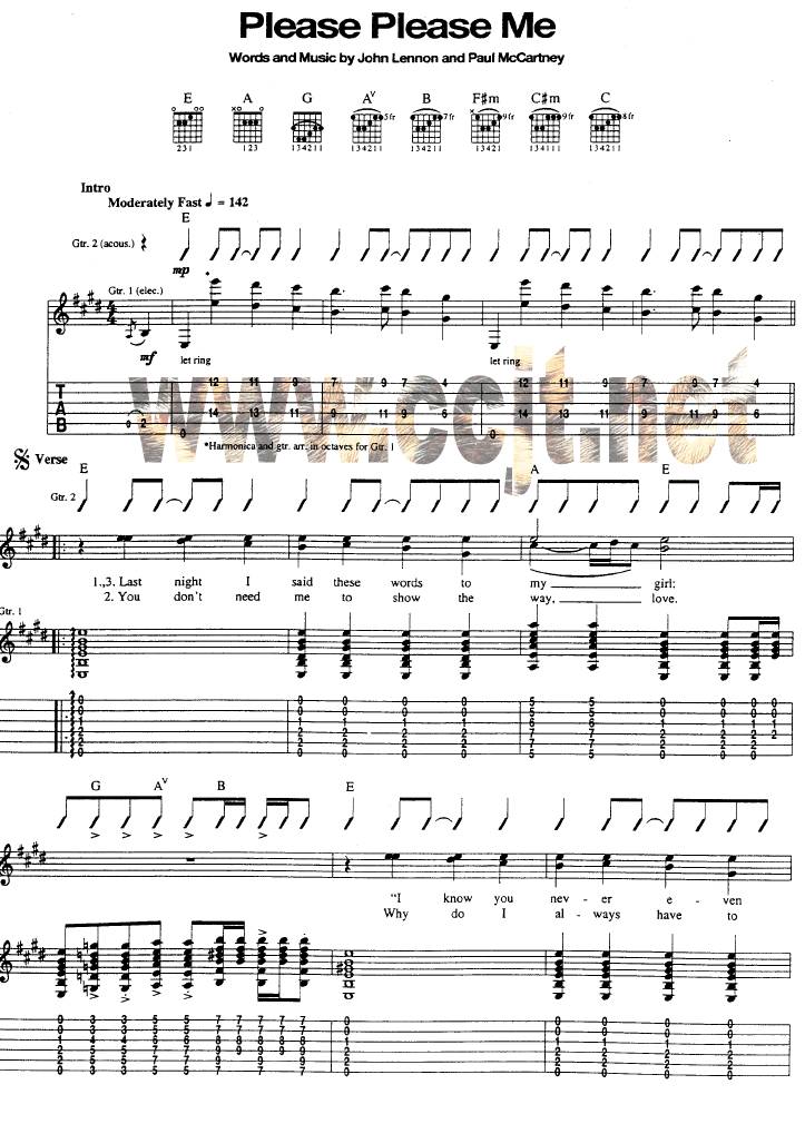 Please Please Me吉他谱