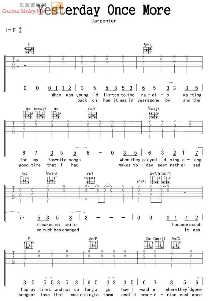 Yesterday Once More吉他谱 