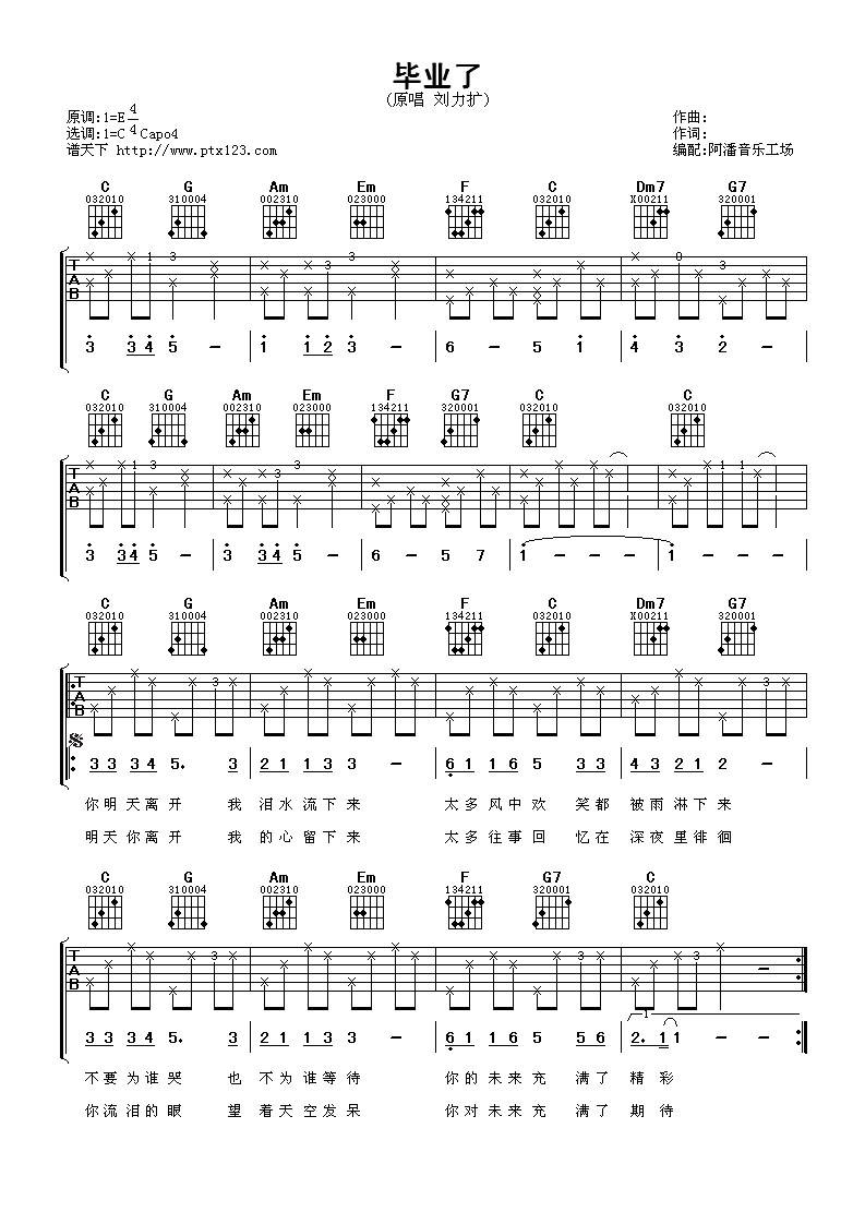 毕业了吉他谱