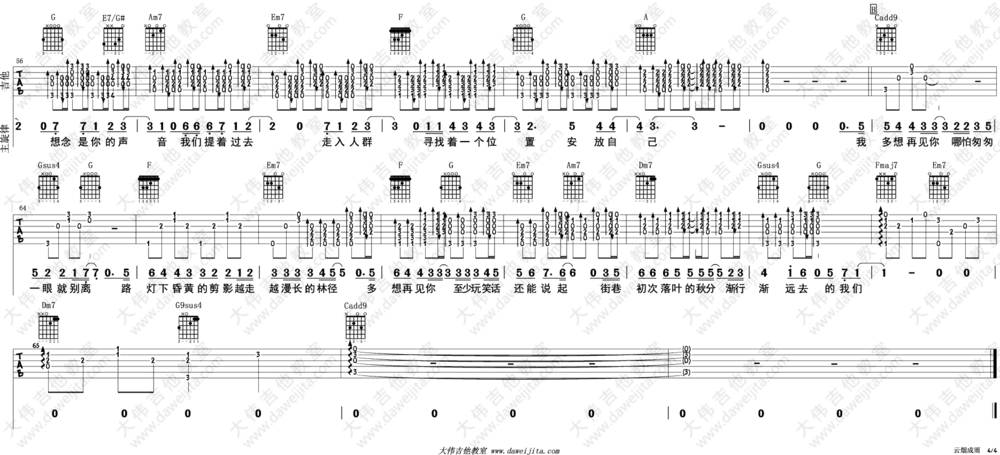 云烟成雨吉他谱 