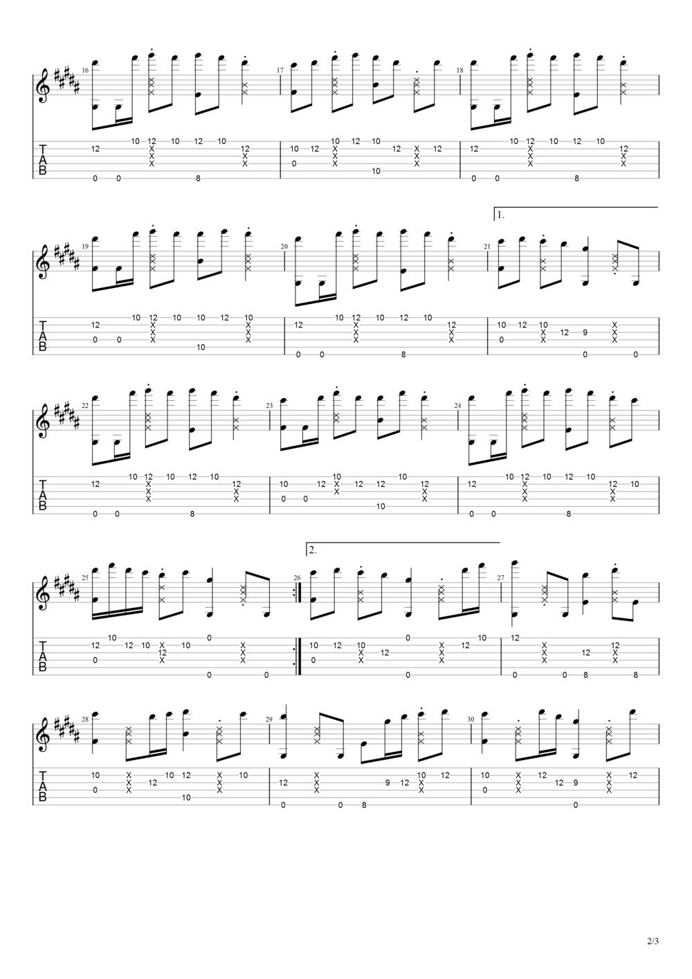 下山吉他谱_指弹原版