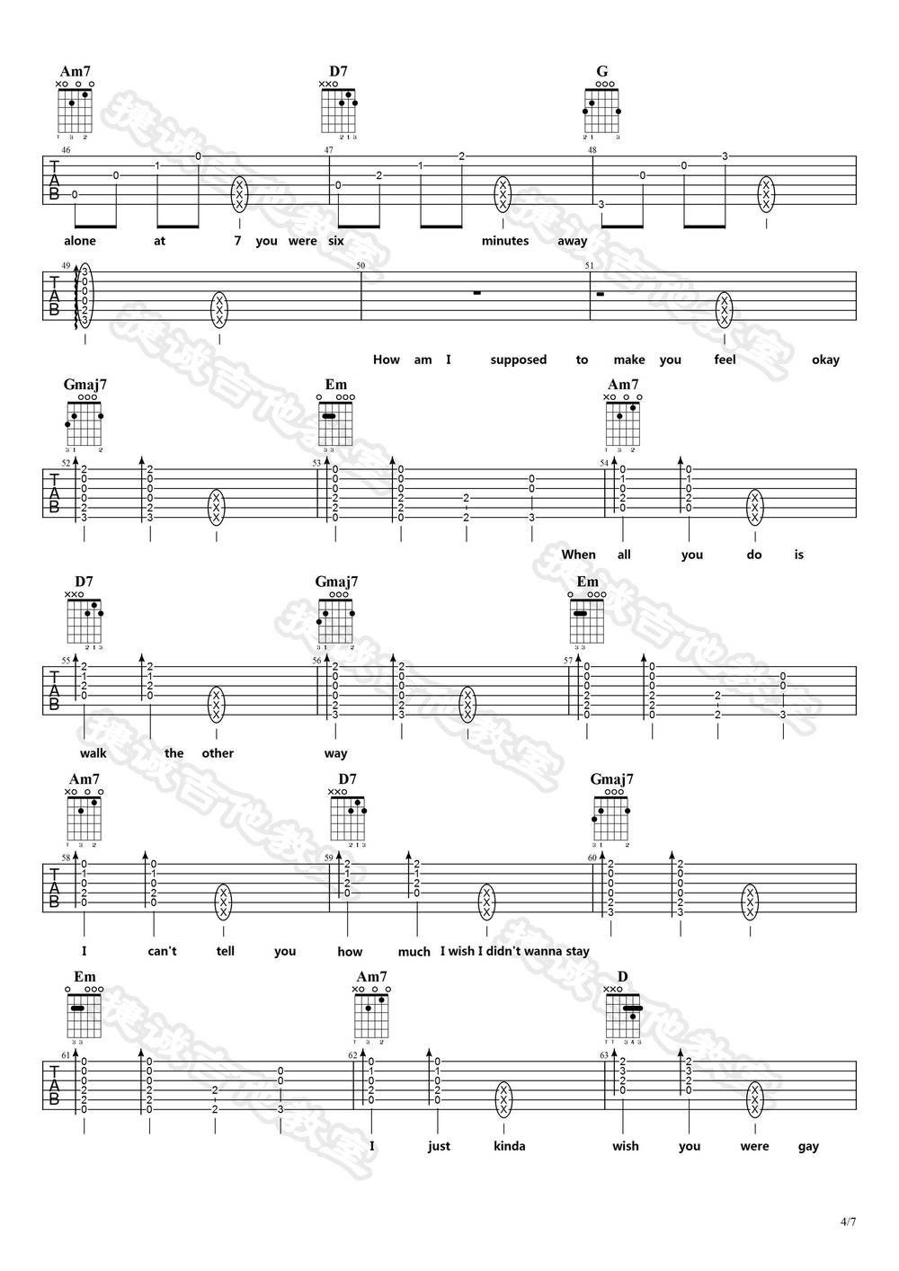 Wish You Were Gay吉他谱_G调版