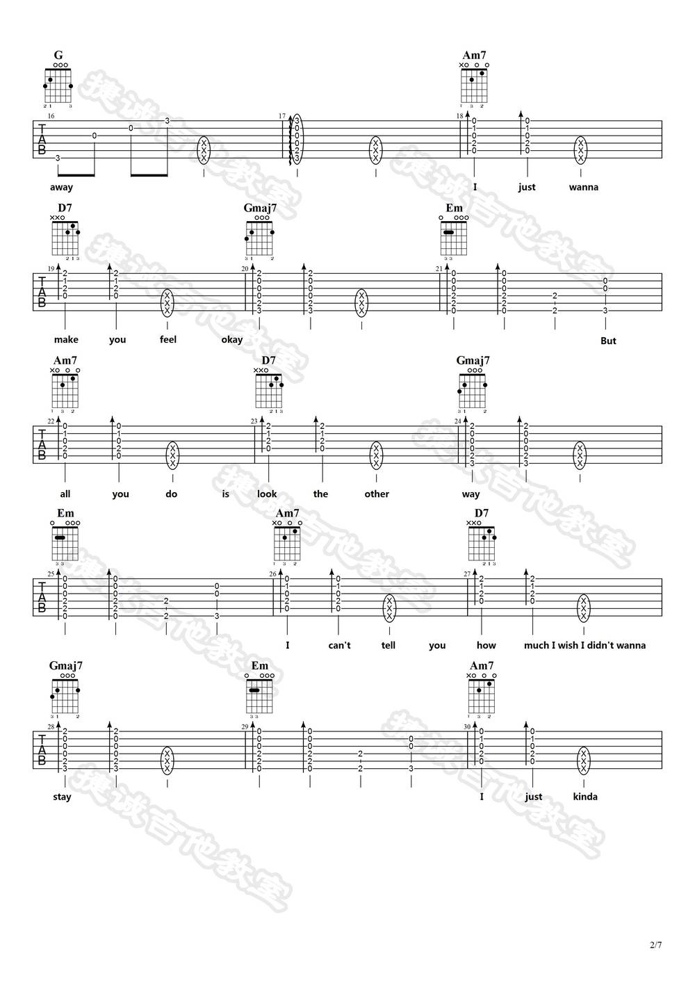 Wish You Were Gay吉他谱_G调版