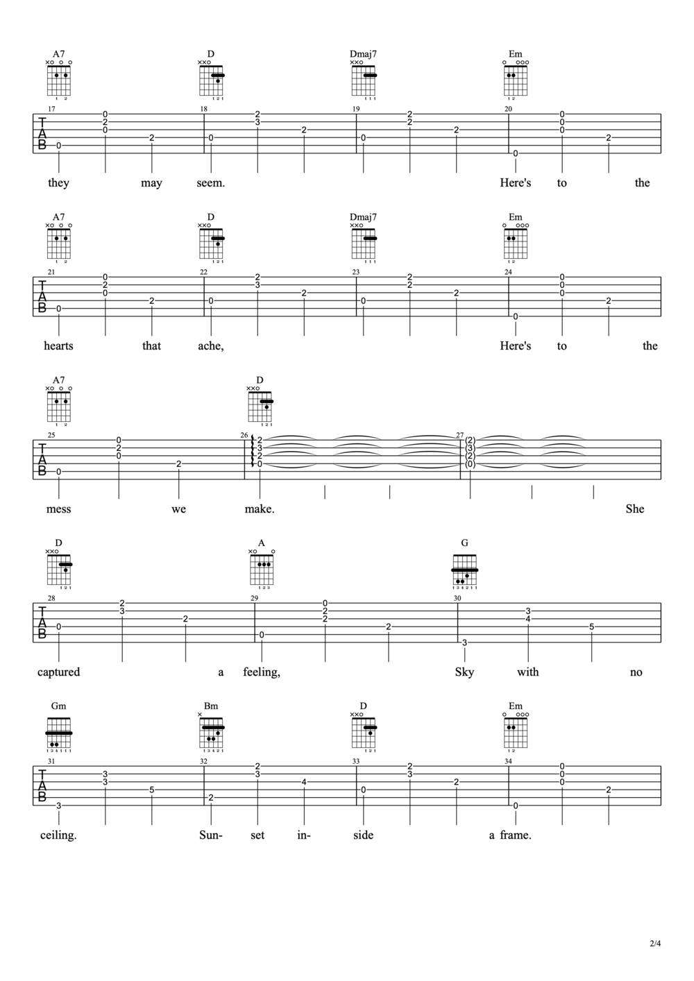 The Fools Who Dream吉他谱